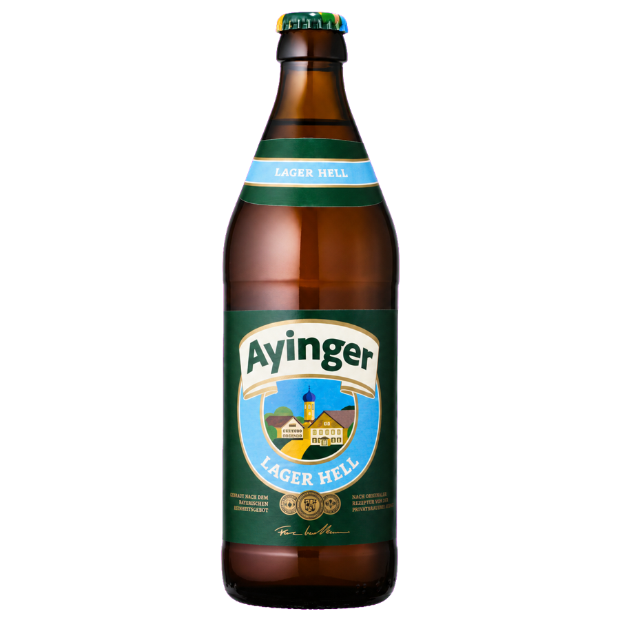 Cassa Ayinger Hell, birra bavarese Lager Hell, 20 bottiglie da 50cl